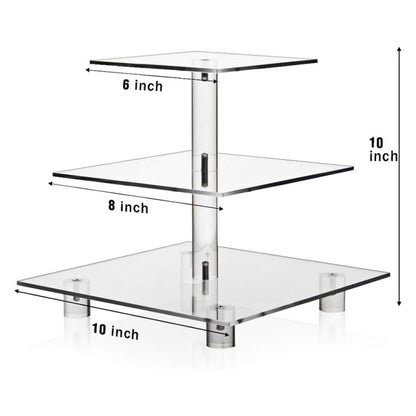 YX063 3 Tier Acrylic Square Cupcake Stand - Storage Boxes by buy2fix | Online Shopping UK | buy2fix