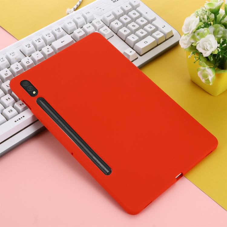 For Samsung Galaxy Tab S9 Pure Color Liquid Silicone Shockproof Tablet Case(Red) - Galaxy Tab S9 Cases by buy2fix | Online Shopping UK | buy2fix