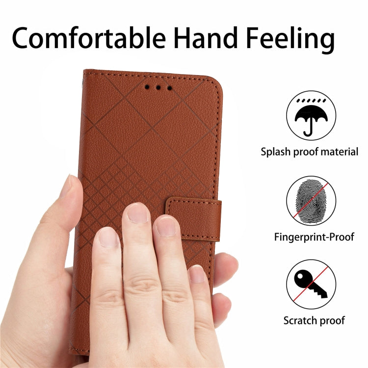 For Motorola Edge 5G 2024 Rhombic Grid Texture Leather Phone Case(Brown) - Motorola Cases by buy2fix | Online Shopping UK | buy2fix