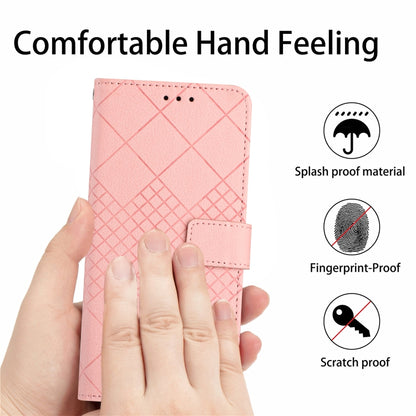 For Samsung Galaxy S24 5G Rhombic Grid Texture Leather Phone Case(Pink) - Galaxy S24 5G Cases by buy2fix | Online Shopping UK | buy2fix