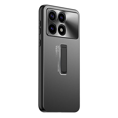 For Xiaomi Redmi K70 Pro Frosted Metal Hybrid TPU Holder Phone Case(Black) - K70 Pro Cases by buy2fix | Online Shopping UK | buy2fix