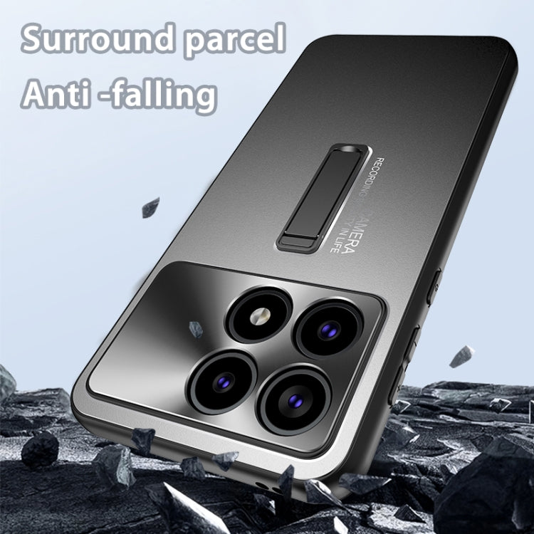 For Xiaomi Redmi K70 Pro Frosted Metal Hybrid TPU Holder Phone Case(Silver) - K70 Pro Cases by buy2fix | Online Shopping UK | buy2fix