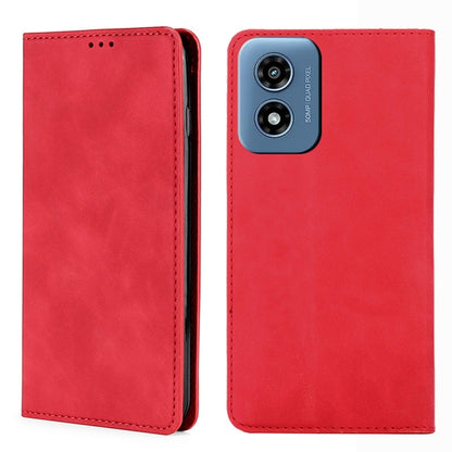 For Motorola Moto G Play 4G 2024 Skin Feel Magnetic Leather Phone Case(Red) - Motorola Cases by buy2fix | Online Shopping UK | buy2fix