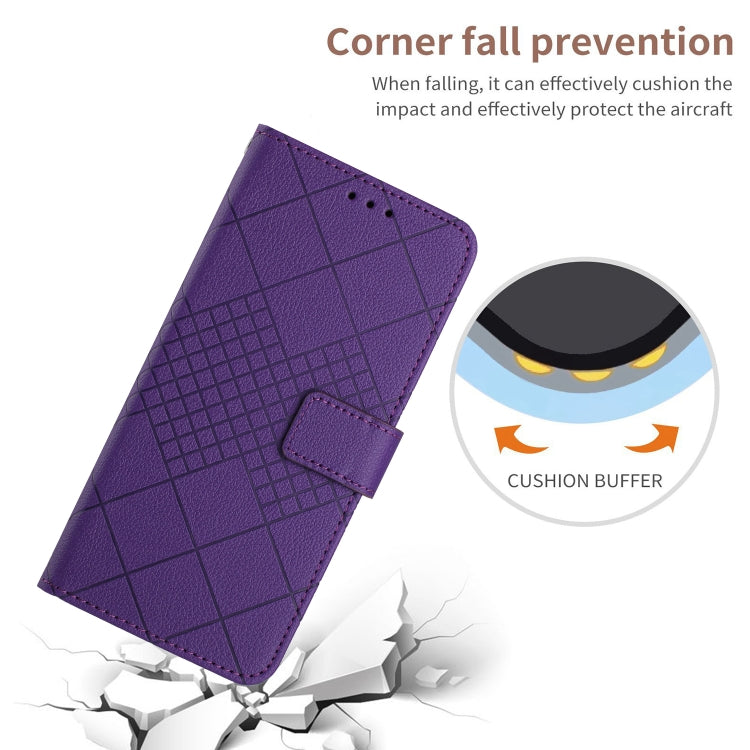 For Xiaomi Redmi 13C 4G Rhombic Grid Texture Leather Phone Case(Purple) - 13C Cases by buy2fix | Online Shopping UK | buy2fix