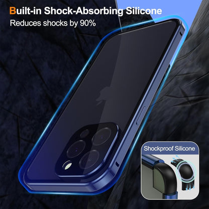 For iPhone 15 Pro Max Anti-peeping Magnetic Double-sided Tempered Glass Phone Case(Grey) - iPhone 15 Pro Max Cases by buy2fix | Online Shopping UK | buy2fix