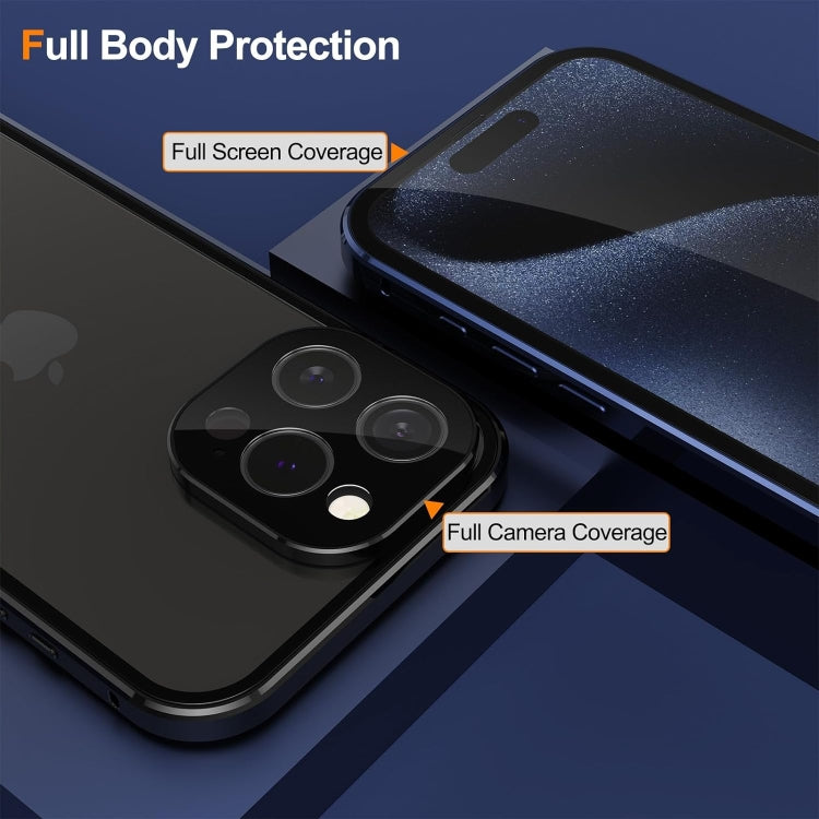 For iPhone 15 Pro Anti-peeping Magnetic Double-sided Tempered Glass Phone Case(Blue) - iPhone 15 Pro Cases by buy2fix | Online Shopping UK | buy2fix