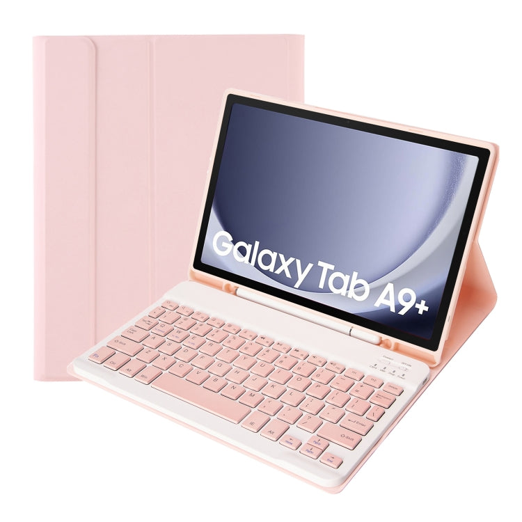 For Samsung Galaxy Tab A9+ X210/X215/X215 A09B Candy Color TPU Bluetooth Keyboard Leather Tablet Case with Pen Holder(Pink) - Samsung Keyboard by buy2fix | Online Shopping UK | buy2fix