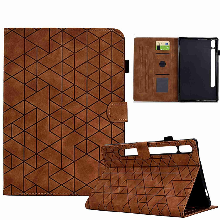 For Samsung Galaxy Tab S9 Rhombus TPU Smart Leather Tablet Case(Brown) - Galaxy Tab S9 Cases by buy2fix | Online Shopping UK | buy2fix