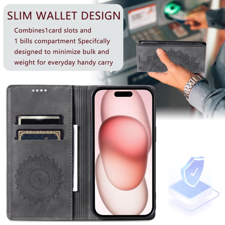 For iPhone 16 Pro Totem Embossed Magnetic Leather Phone Case(Grey) - iPhone 16 Pro Cases by buy2fix | Online Shopping UK | buy2fix