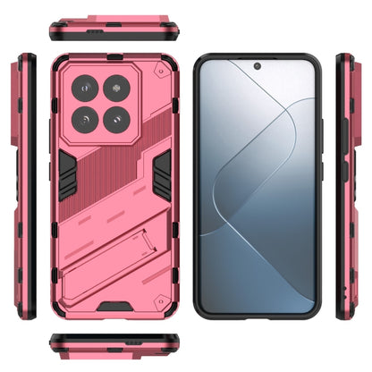 For Xiaomi 14 Pro 5G Punk Armor 2 in 1 PC + TPU Phone Case with Holder(Light Red) - 14 Pro Cases by buy2fix | Online Shopping UK | buy2fix