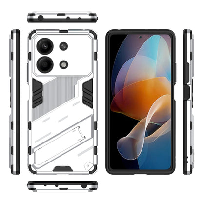 For Xiaomi Redmi Note 13R Pro 5G Punk Armor 2 in 1 PC + TPU Phone Case with Holder(White) - Xiaomi Cases by buy2fix | Online Shopping UK | buy2fix