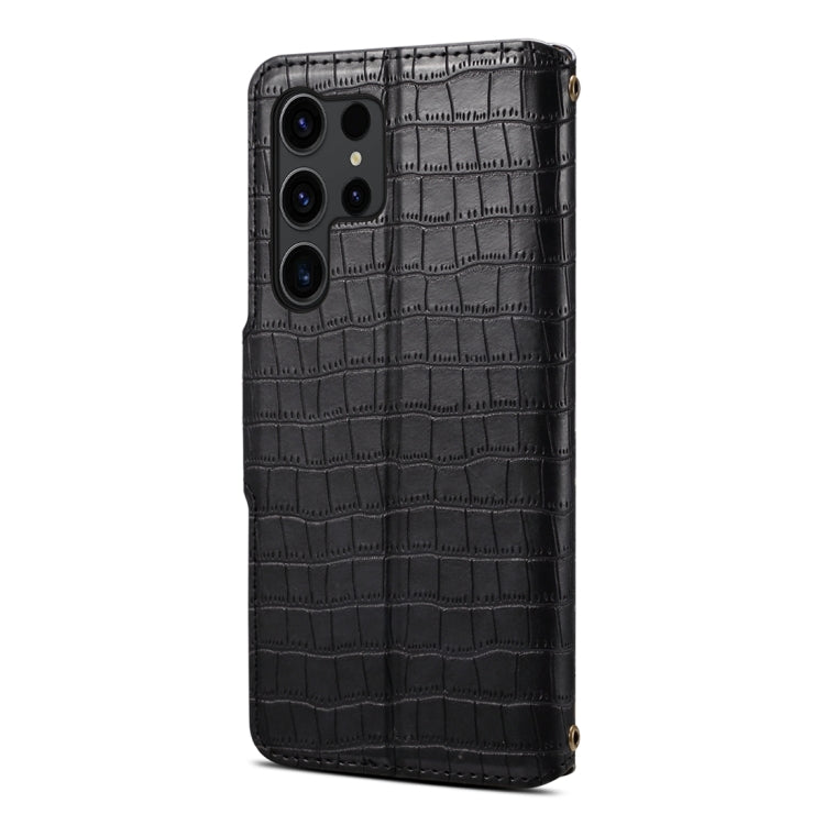 For Samsung Galaxy S24 5G Denior Crocodile Texture Oil Edge Leather Phone Case(Black) - Galaxy S24 5G Cases by Denior | Online Shopping UK | buy2fix