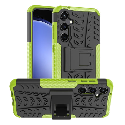 For Samsung Galaxy S23 FE 5G Tire Texture TPU + PC Phone Case with Holder(Green) - Galaxy S23 FE 5G Cases by buy2fix | Online Shopping UK | buy2fix