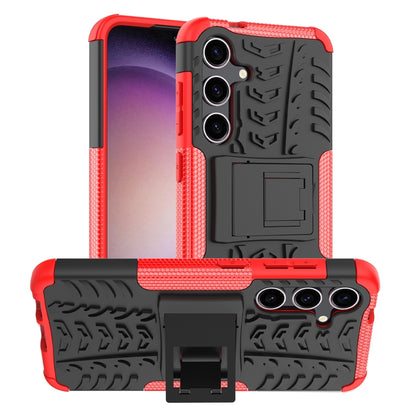 For Samsung Galaxy S24 5G Tire Texture TPU + PC Phone Case with Holder(Red) - Galaxy S24 5G Cases by buy2fix | Online Shopping UK | buy2fix
