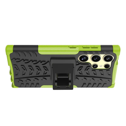 For Samsung Galaxy S24 Ultra 5G Tire Texture TPU + PC Phone Case with Holder(Green) - Galaxy S24 Ultra 5G Cases by buy2fix | Online Shopping UK | buy2fix