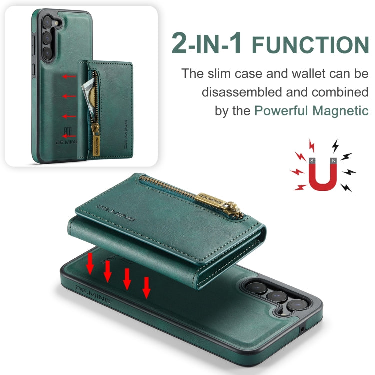 For Samsung Galaxy S23 DG.MING M5 Series Zip RFID Multi Card Detachable Leather Phone Case(Green) - Galaxy S23 5G Cases by DG.MING | Online Shopping UK | buy2fix