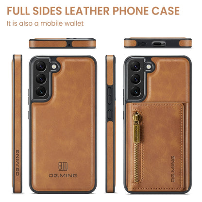 For Samsung Galaxy S22+ DG.MING M5 Series Zip RFID Multi Card Detachable Leather Phone Case(Brown) - Galaxy S22+ 5G Cases by DG.MING | Online Shopping UK | buy2fix