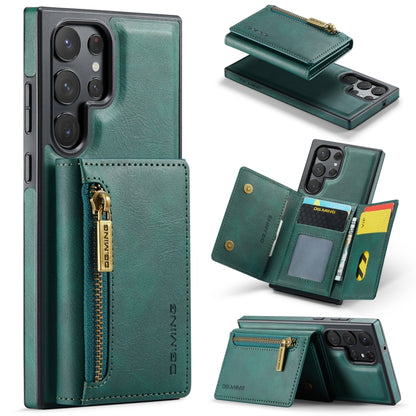 For Samsung Galaxy S22 Ultra DG.MING M5 Series Zip RFID Multi Card Detachable Leather Phone Case(Green) - Galaxy S22 Ultra 5G Cases by DG.MING | Online Shopping UK | buy2fix