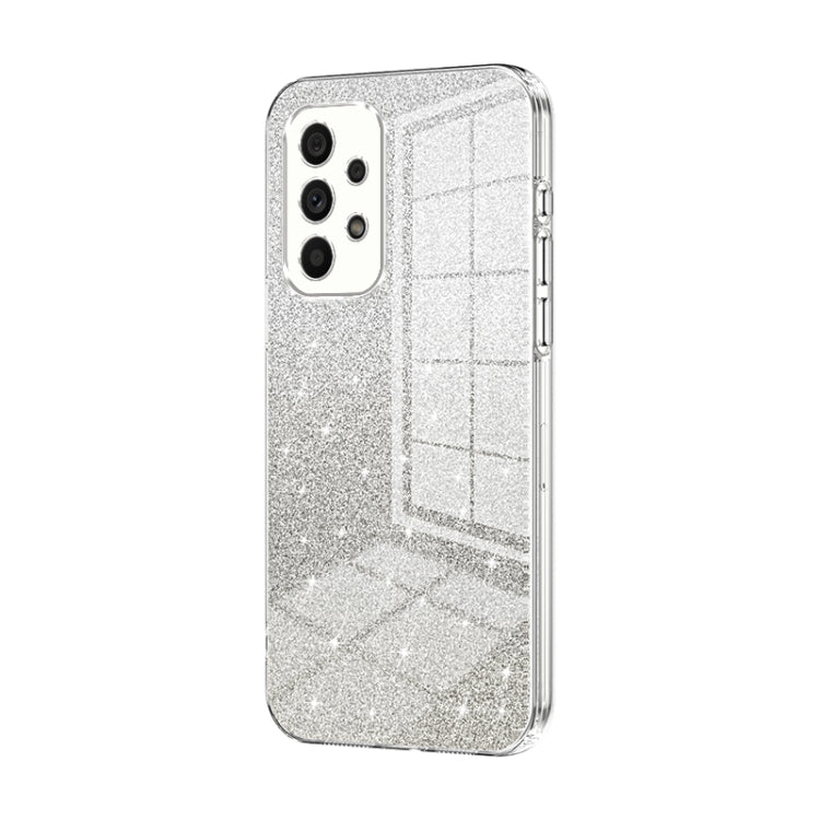 For Samsung Galaxy A53 5G Gradient Glitter Powder Electroplated Phone Case(Transparent) - Galaxy Phone Cases by buy2fix | Online Shopping UK | buy2fix