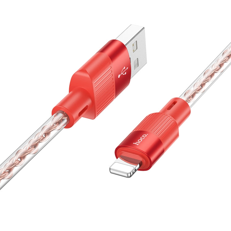 hoco X99 Crystal Junction 2.4A USB to 8 Pin Silicone Charging Data Cable, Length:1m(Red) - Normal Style Cable by hoco | Online Shopping UK | buy2fix