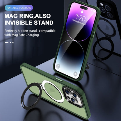 For iPhone 15 Plus MagSafe Holder Skin-feel PC Hybrid TPU Phone Case(Green) - iPhone 15 Plus Cases by buy2fix | Online Shopping UK | buy2fix