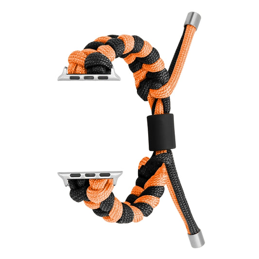 For Apple Watch Ultra 2 49mm Paracord Fishtail Braided Silicone Bead Watch Band(Black Orange) - Watch Bands by buy2fix | Online Shopping UK | buy2fix