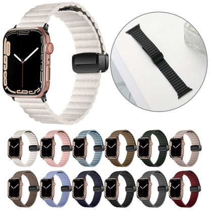 For Apple Watch Series 4 40mm Water Ripple Magnetic Folding Buckle Watch Band, Style: Bold Version(Light Brown) - Watch Bands by buy2fix | Online Shopping UK | buy2fix