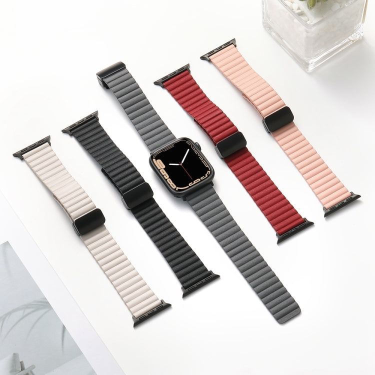 For Apple Watch Series 3 38mm Water Ripple Magnetic Folding Buckle Watch Band, Style: Bold Version(Starlight Color) - Watch Bands by buy2fix | Online Shopping UK | buy2fix