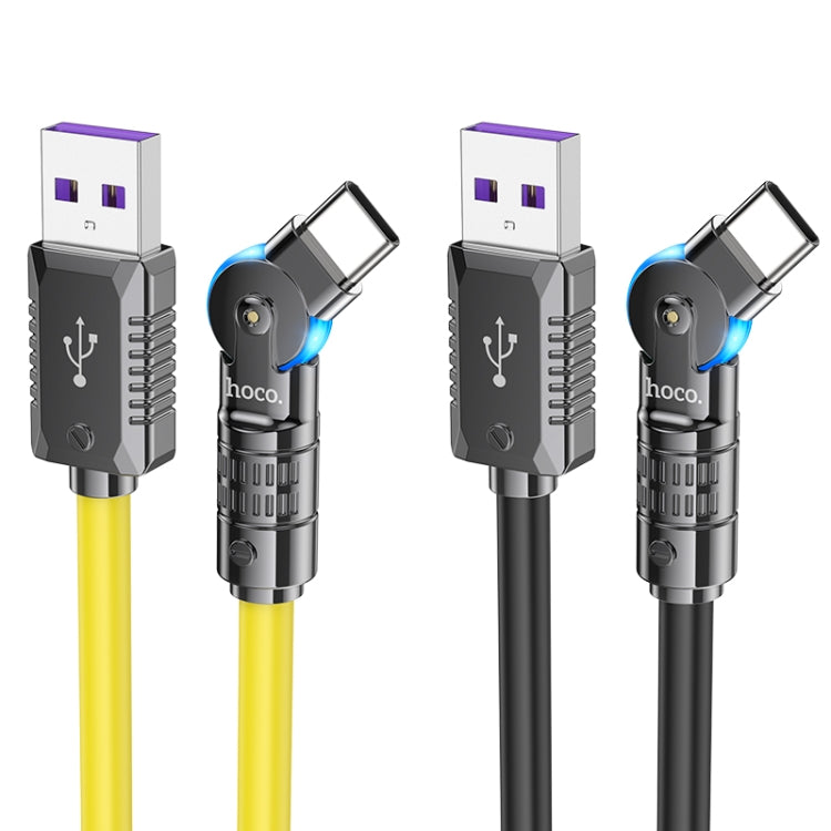 hoco U118 Kaidi 100W USB to USB-C/Type-C Rotating Charging Data Cable, Length: 1.2m(Yellow) - USB-C & Type-C Cable by hoco | Online Shopping UK | buy2fix