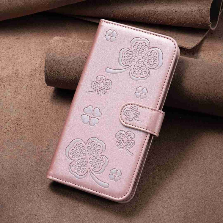 For Xiaomi Redmi Note 13 Pro+ 5G Four-leaf Embossed Leather Phone Case(Pink) - Note 13 Pro+ Cases by buy2fix | Online Shopping UK | buy2fix