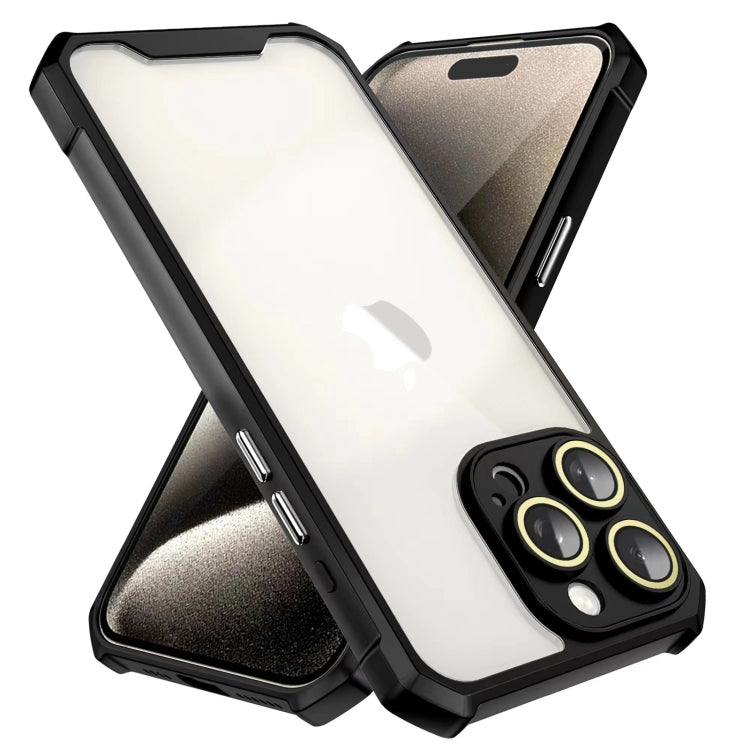 For iPhone 16 Pro Max Shockproof Acrylic Phone Case with Lens Glass Film(Black) - iPhone 16 Pro Max Cases by buy2fix | Online Shopping UK | buy2fix