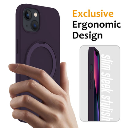 For iPhone 15 Plus MagSafe Magnetic Liquid Silicone Phone Case with Ring Holder(Purple) - iPhone 15 Plus Cases by buy2fix | Online Shopping UK | buy2fix