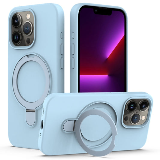 For iPhone 16 Pro Max Liquid Silicone MagSafe Magnetic Phone Case with Ring Holder(Sky Blue) - iPhone 16 Pro Max Cases by buy2fix | Online Shopping UK | buy2fix