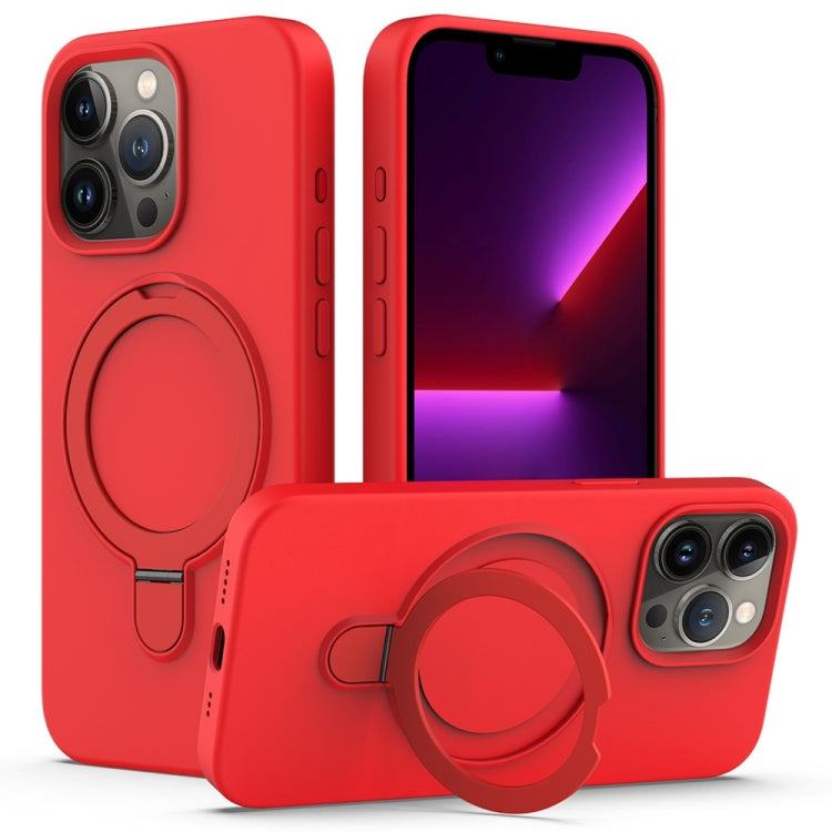 For iPhone 16 Pro Liquid Silicone MagSafe Magnetic Phone Case with Ring Holder(Red) - iPhone 16 Pro Cases by buy2fix | Online Shopping UK | buy2fix