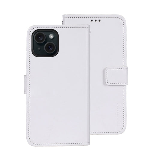 For iPhone 15 Pro Max idewei Crazy Horse Texture Leather Phone Case with Holder(White) - iPhone 15 Pro Max Cases by idewei | Online Shopping UK | buy2fix