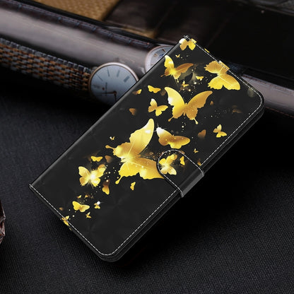 For Xiaomi Redmi Note 13 4G 3D Painting Pattern Flip Leather Phone Case(Gold Butterfly) - Note 13 Cases by buy2fix | Online Shopping UK | buy2fix