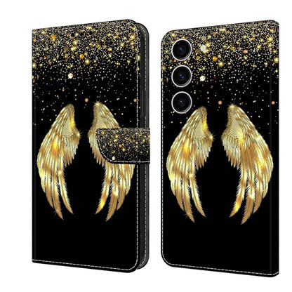 For Samsung Galaxy S24 5G Crystal 3D Shockproof Protective Leather Phone Case(Golden Wings) - Galaxy S24 5G Cases by buy2fix | Online Shopping UK | buy2fix