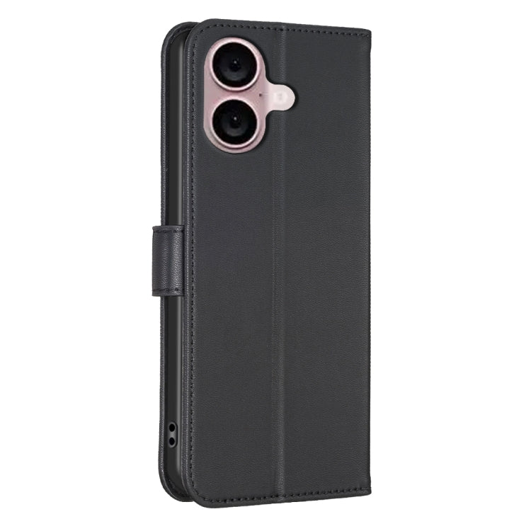 For iPhone 16 Plus Four-leaf Embossed Leather Phone Case(Black) - iPhone 16 Plus Cases by buy2fix | Online Shopping UK | buy2fix