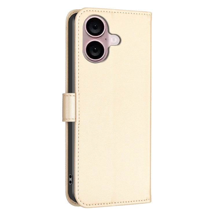 For iPhone 16 Plus Four-leaf Embossed Leather Phone Case(Gold) - iPhone 16 Plus Cases by buy2fix | Online Shopping UK | buy2fix