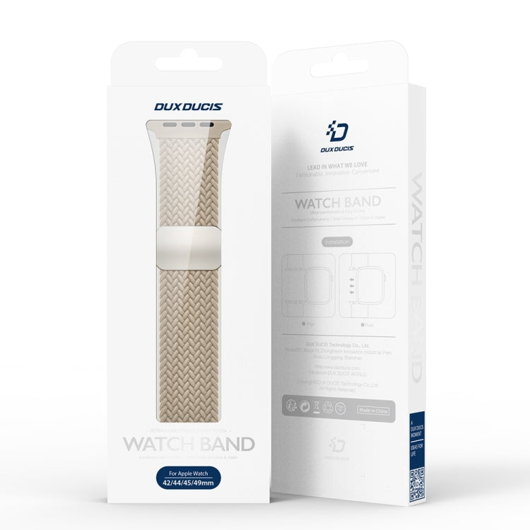 For Apple Watch Series 10 46mm DUX DUCIS Mixture Pro Series Magnetic Buckle Nylon Braid Watch Band(Beige) - Watch Bands by DUX DUCIS | Online Shopping UK | buy2fix