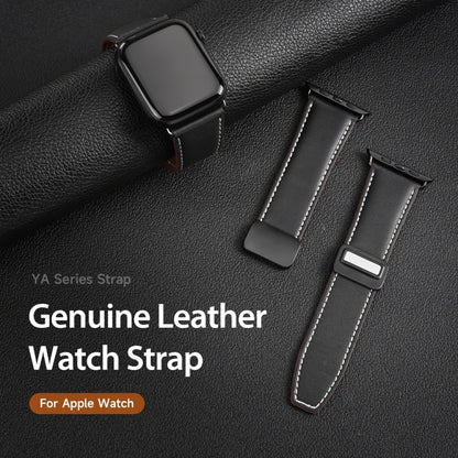 For Apple Watch SE 2023 44mm DUX DUCIS YA Series Magnetic Buckle Genuine Leather Watch Band(Black) - Watch Bands by DUX DUCIS | Online Shopping UK | buy2fix