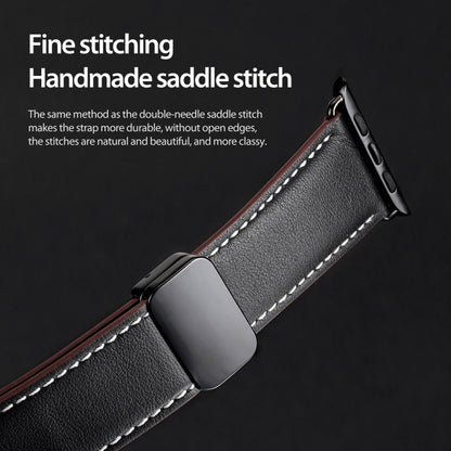 For Apple Watch Series 9 41mm DUX DUCIS YA Series Magnetic Buckle Genuine Leather Watch Band(Black) - Watch Bands by DUX DUCIS | Online Shopping UK | buy2fix