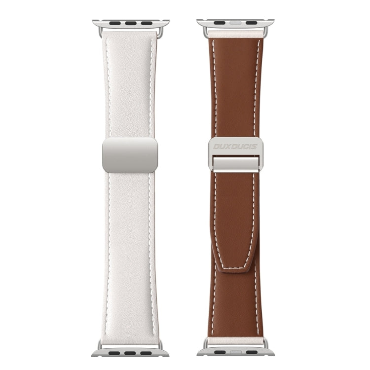 For Apple Watch Ultra 49mm DUX DUCIS YA Series Magnetic Buckle Genuine Leather Watch Band(White) - Watch Bands by DUX DUCIS | Online Shopping UK | buy2fix