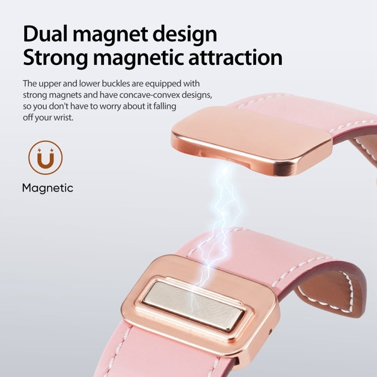 For Apple Watch Series 8 41mm DUX DUCIS YA Series Magnetic Buckle Genuine Leather Watch Band(Pink) - Watch Bands by DUX DUCIS | Online Shopping UK | buy2fix