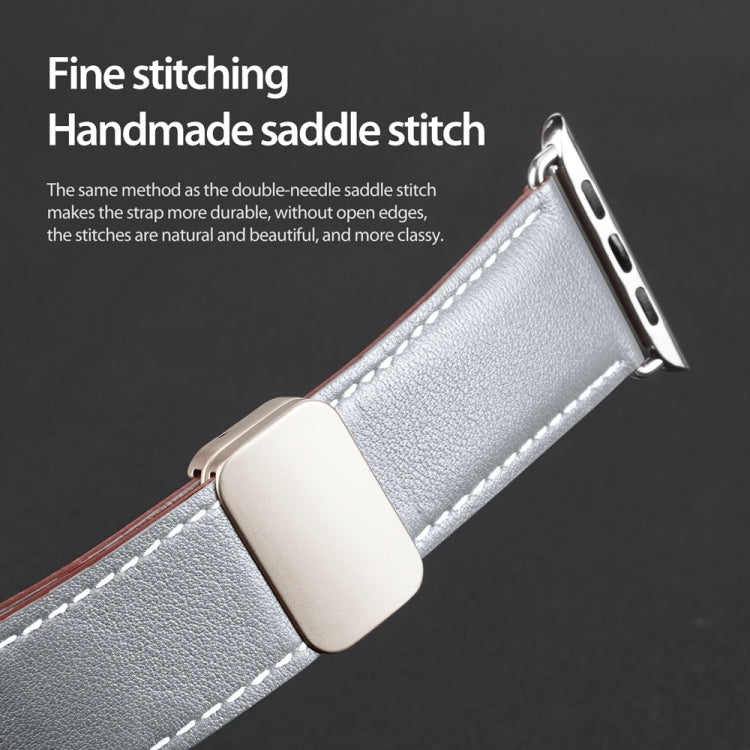 For Apple Watch Series 6 40mm DUX DUCIS YA Series Magnetic Buckle Genuine Leather Watch Band(Grey) - Watch Bands by DUX DUCIS | Online Shopping UK | buy2fix