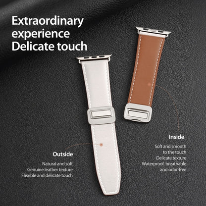 For Apple Watch Series 6 40mm DUX DUCIS YA Series Magnetic Buckle Genuine Leather Watch Band(White) - Watch Bands by DUX DUCIS | Online Shopping UK | buy2fix