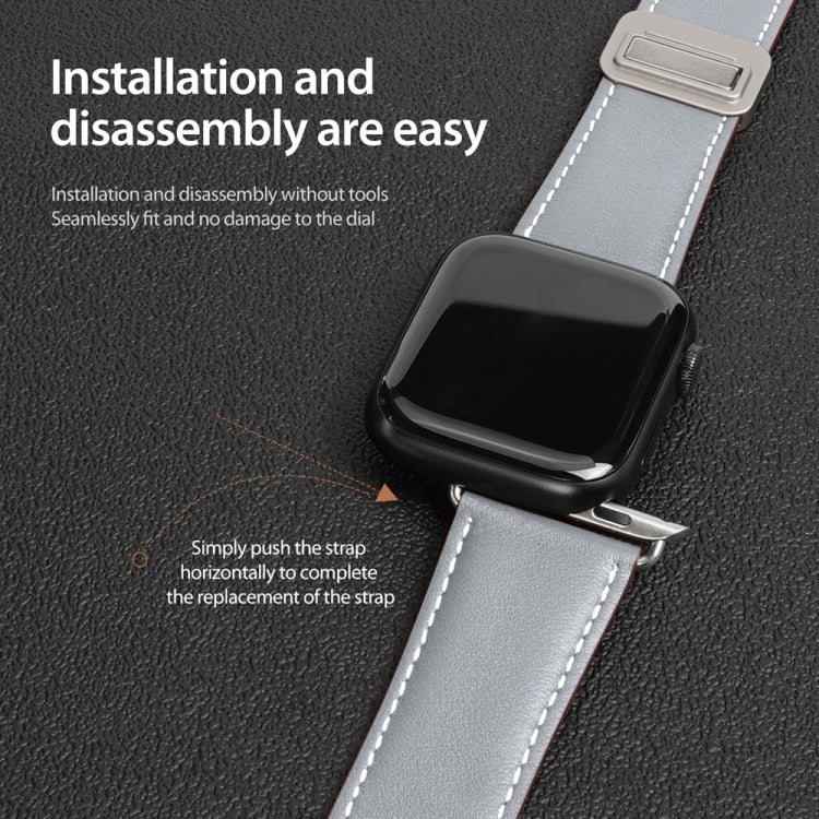 For Apple Watch Series 5 40mm DUX DUCIS YA Series Magnetic Buckle Genuine Leather Watch Band(Grey) - Watch Bands by DUX DUCIS | Online Shopping UK | buy2fix