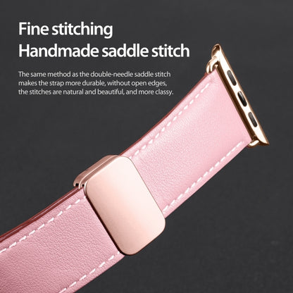 For Apple Watch Series 3 38mm DUX DUCIS YA Series Magnetic Buckle Genuine Leather Watch Band(Pink) - Watch Bands by DUX DUCIS | Online Shopping UK | buy2fix