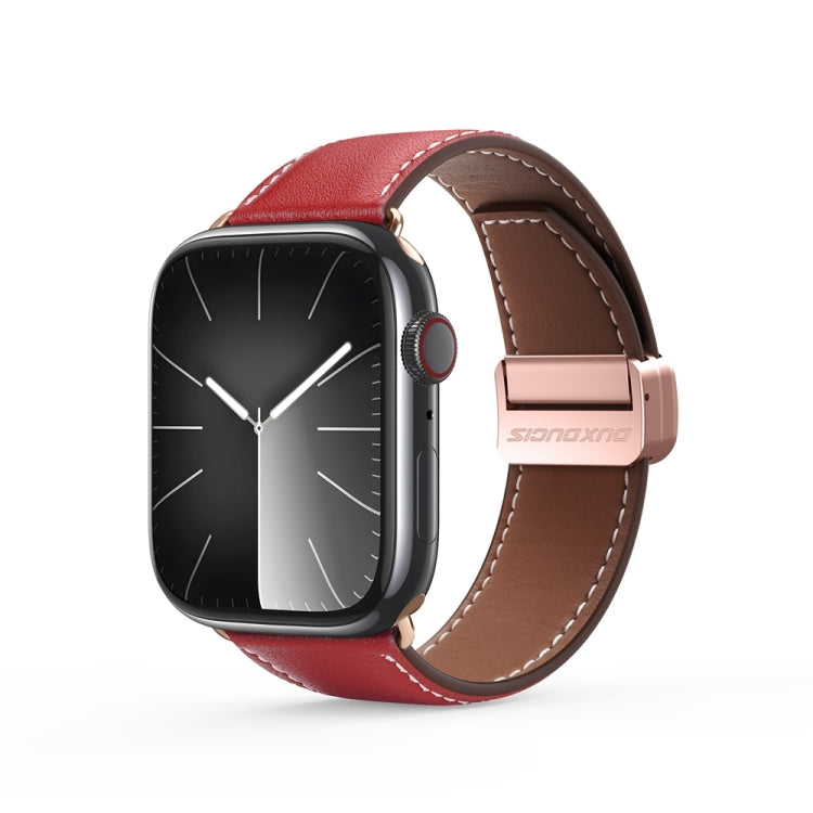 For Apple Watch Series 2 38mm DUX DUCIS YA Series Magnetic Buckle Genuine Leather Watch Band(Red) - Watch Bands by DUX DUCIS | Online Shopping UK | buy2fix