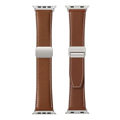 For Apple Watch 42mm DUX DUCIS YA Series Magnetic Buckle Genuine Leather Watch Band(Brown) - Watch Bands by DUX DUCIS | Online Shopping UK | buy2fix